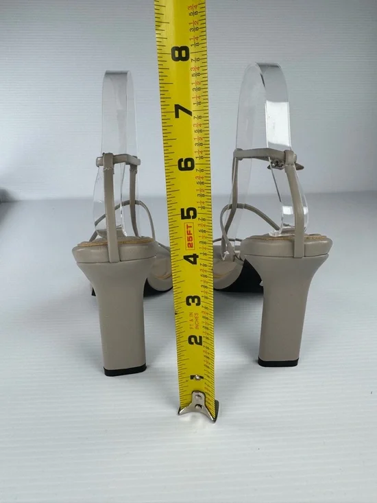 Azalea Wang Avena Gray Strappy Heels Size 7 Square Toe Ankle Strap - Picture 6 of 7